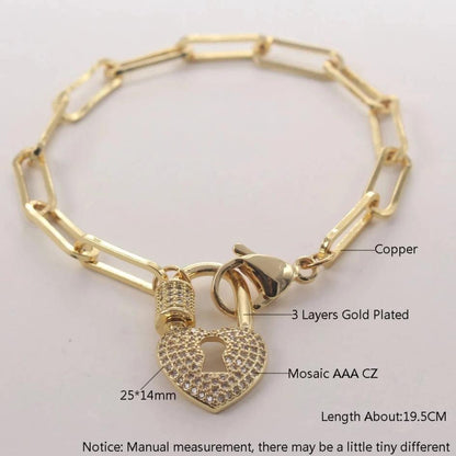Open Heart Lock Pendant Necklace and Bracelets Set( 3 Pieces )