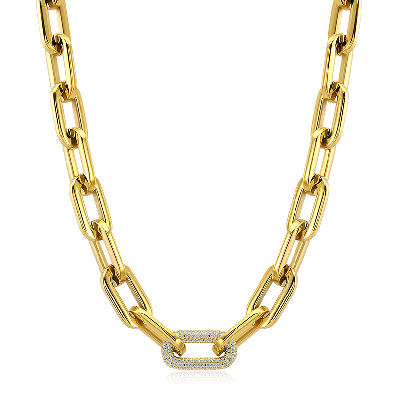 Crystal Stones Link Chain Necklace