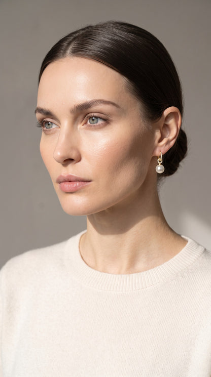 Elegant Pearl Hoops Earrings