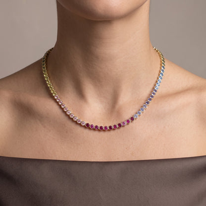 Tennis - Hexagon Shaped Bezel CZ Necklace