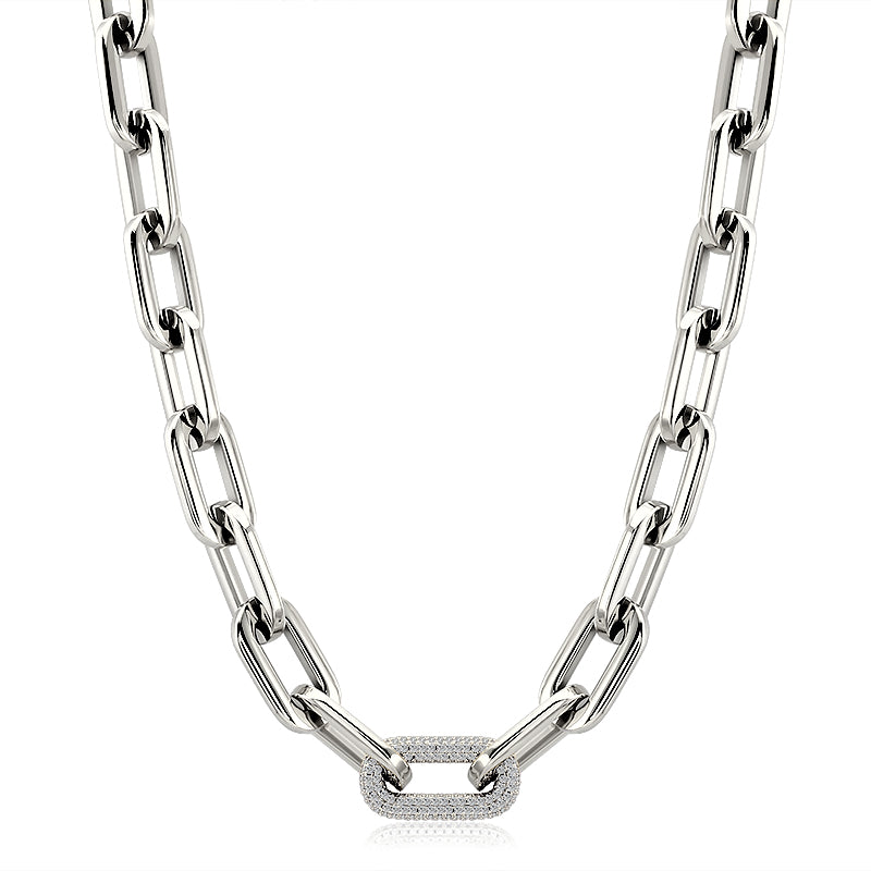 Crystal Stones Link Chain Necklace