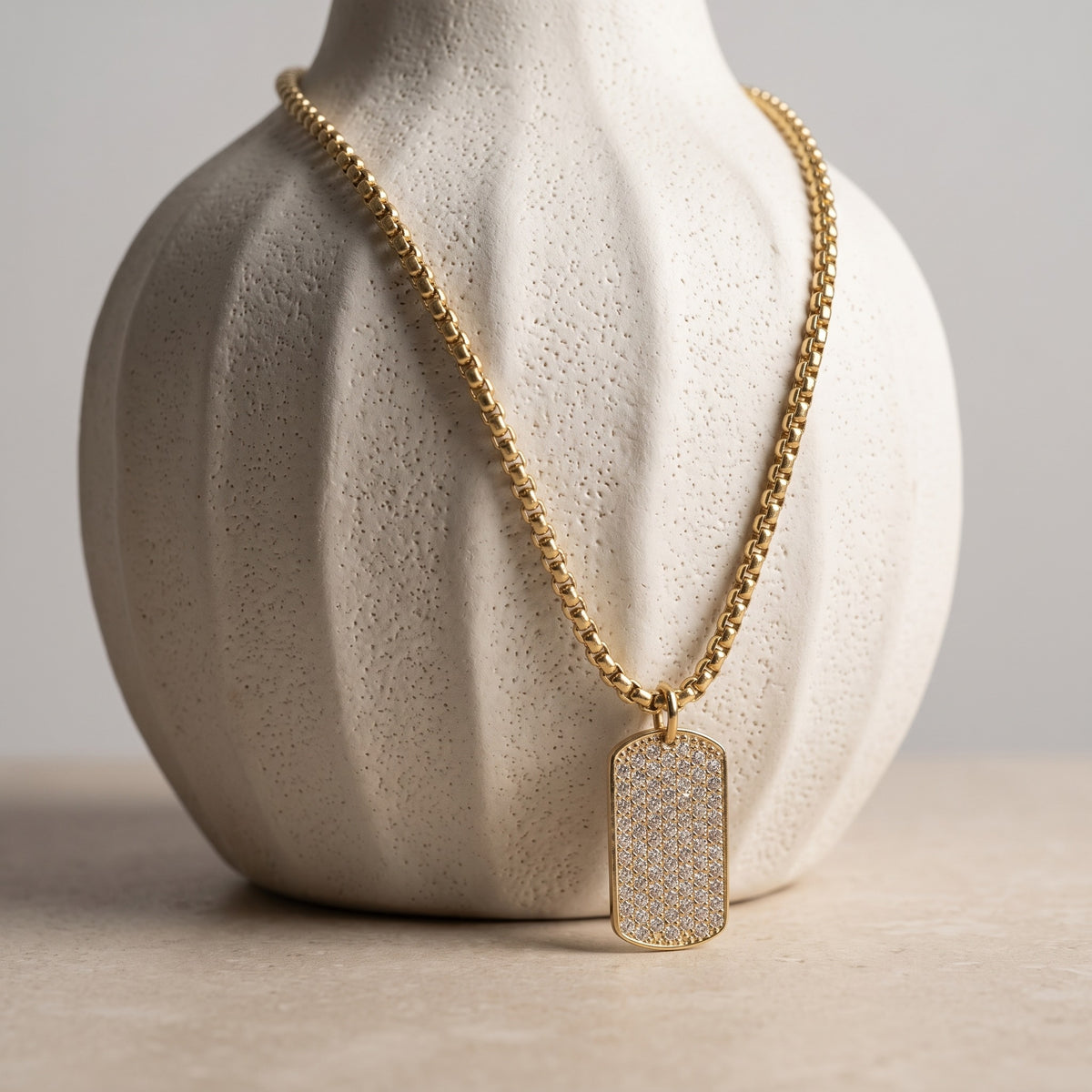 Brass Zircon Charm Necklace