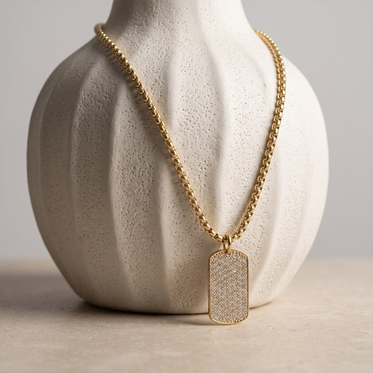Brass Zircon Charm Necklace