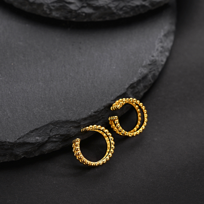 Twist Double layer round bead Ear Cuff (One Piece)