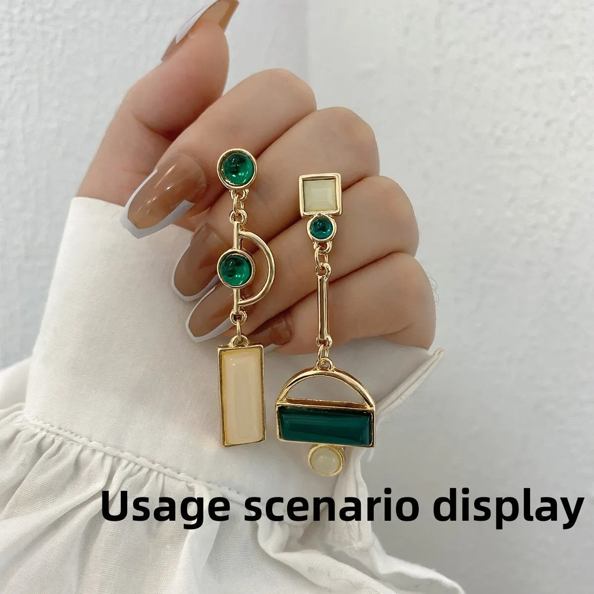 Irregular Enamel Geometric Drop Earrings