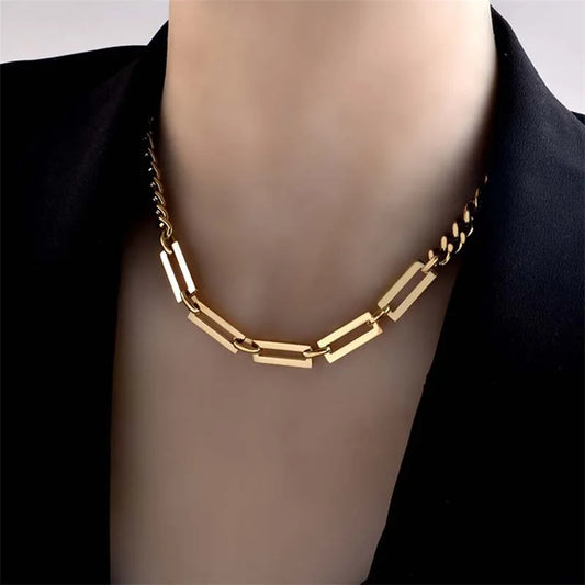Cuba Chain Charm Necklace and Bracelet Set