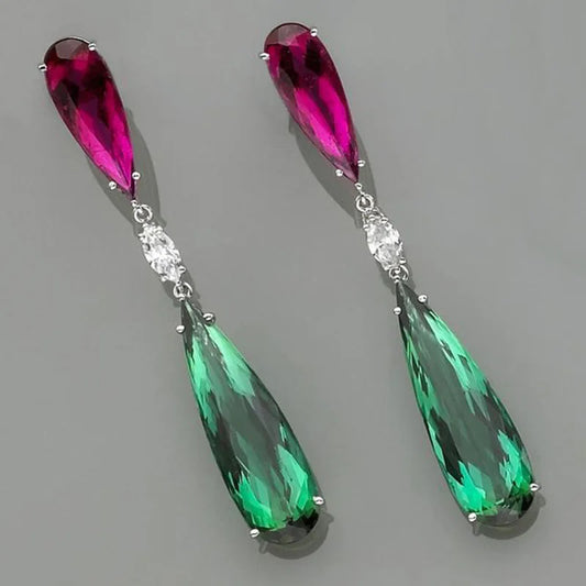 Luxury Green Zircon Drop Shape Boho Earrings