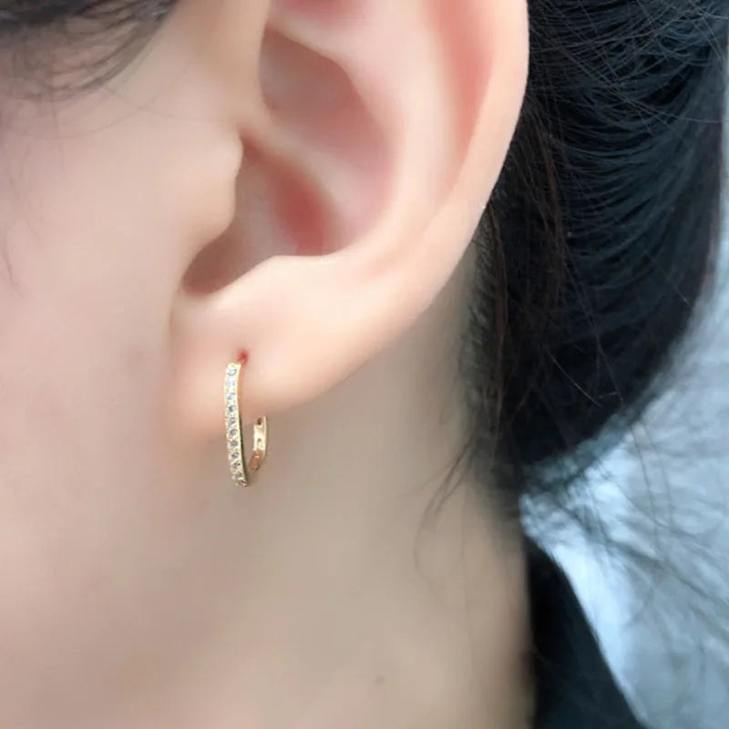 Tinny Zircon U Shape Geometric Hoop Earrings