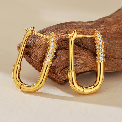 Linear Luxe Oval Zircon Hoop Earrings - Different Sizes