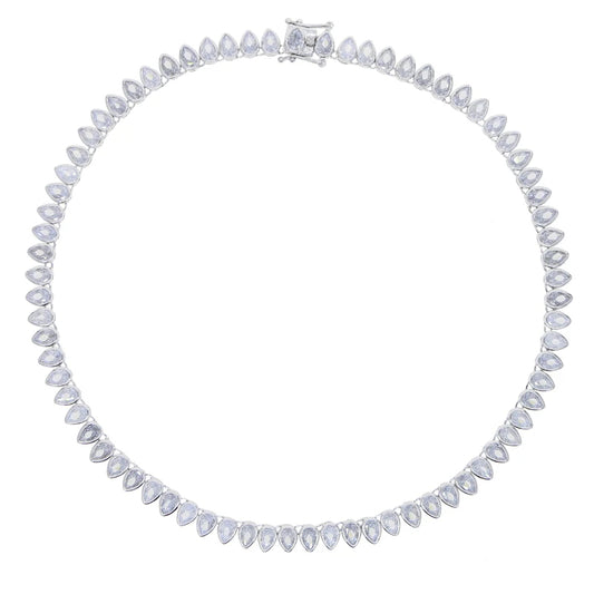 Tennis - Teardrop Various Shaped Bezel CZ Tennis Necklace