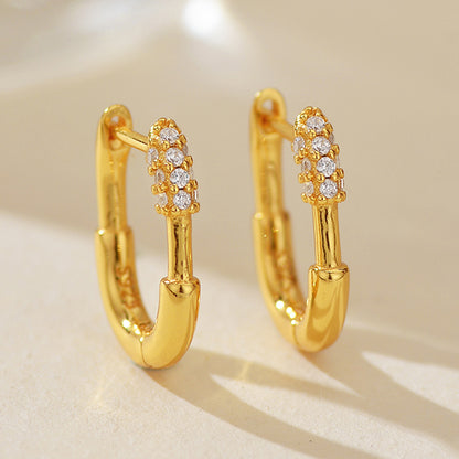 Linear Luxe Oval Zircon Hoop Earrings - Different Sizes
