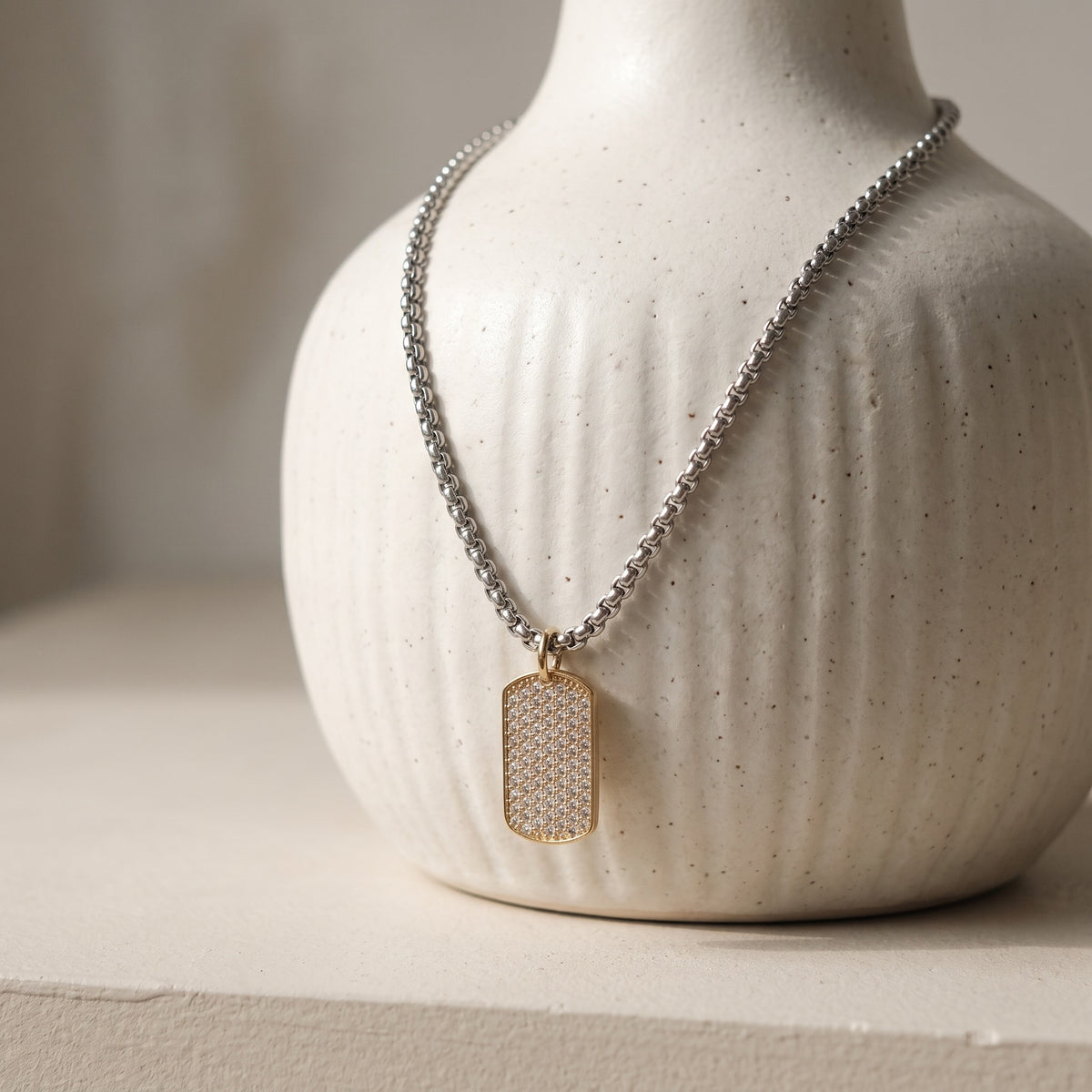 Brass Zircon Charm Necklace