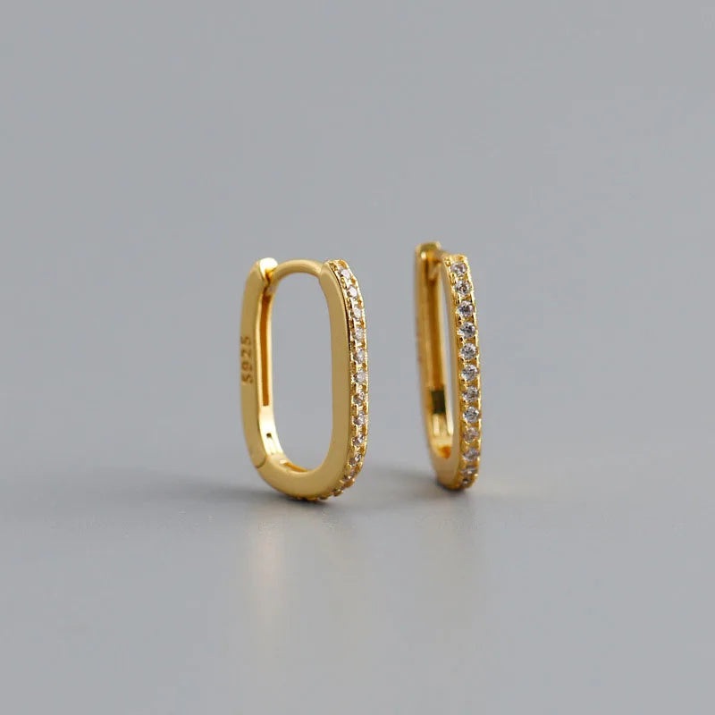 Tinny Zircon U Shape Geometric Hoop Earrings