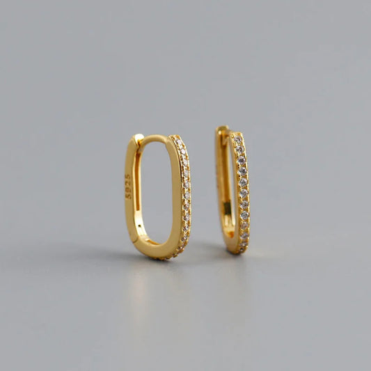 Tinny Zircon U Shape Geometric Hoop Earrings