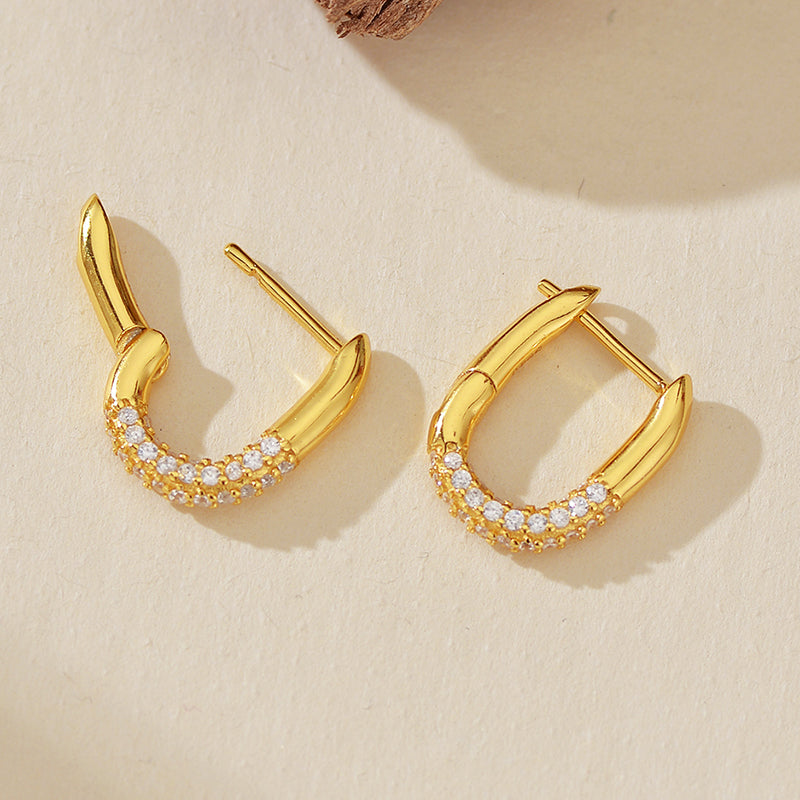 Linear Luxe Oval Zircon Hoop Earrings - Different Sizes