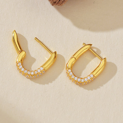 Linear Luxe Oval Zircon Hoop Earrings - Different Sizes