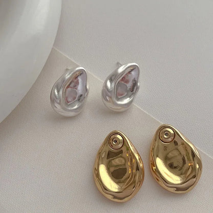 Korean Double-layer Metal Irregular Circle Hoop / Teardrop Double-layer Stud Earrings Earrings
