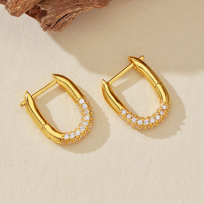 Linear Luxe Oval Zircon Hoop Earrings - Different Sizes