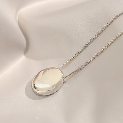 Oval Pendant Stainless Steel Gold Color Long Necklace