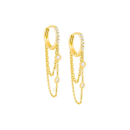 Waterfall Pave Dangle Hoop Earrings