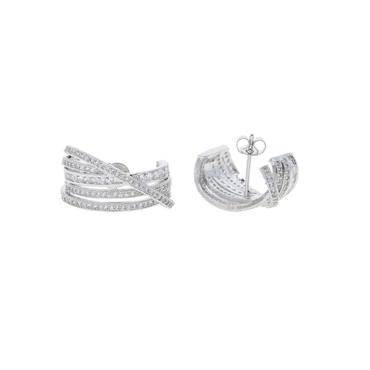 Cubic Zirconia Geometric Twisted Stud Earrings