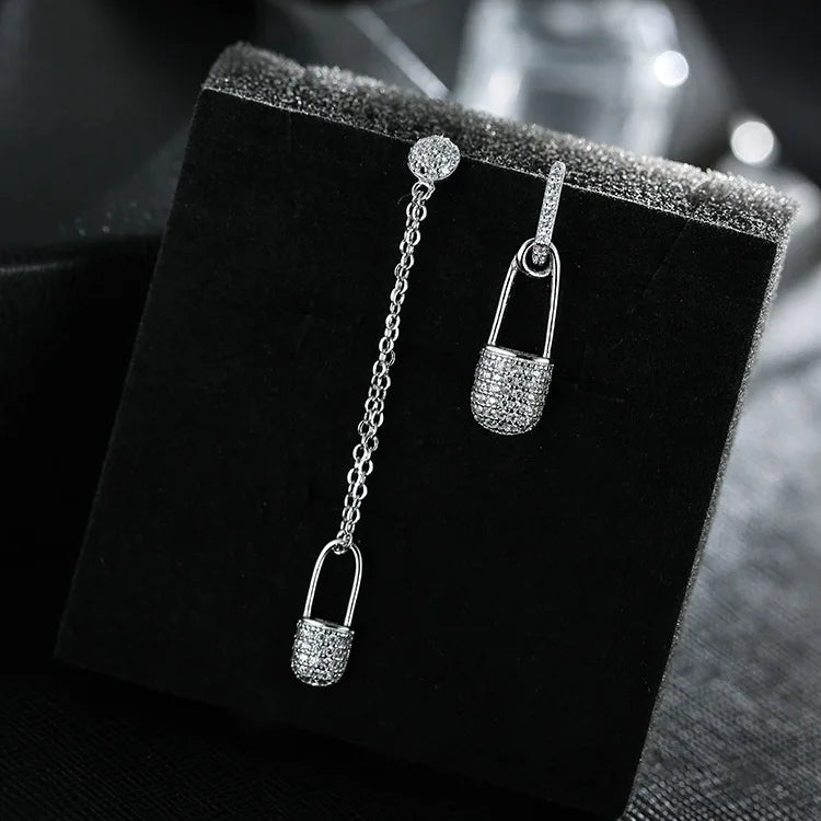 Lock & Chain Drop Earrings