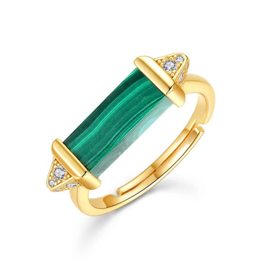 Hexagon Malachite Necklace & Ring Set