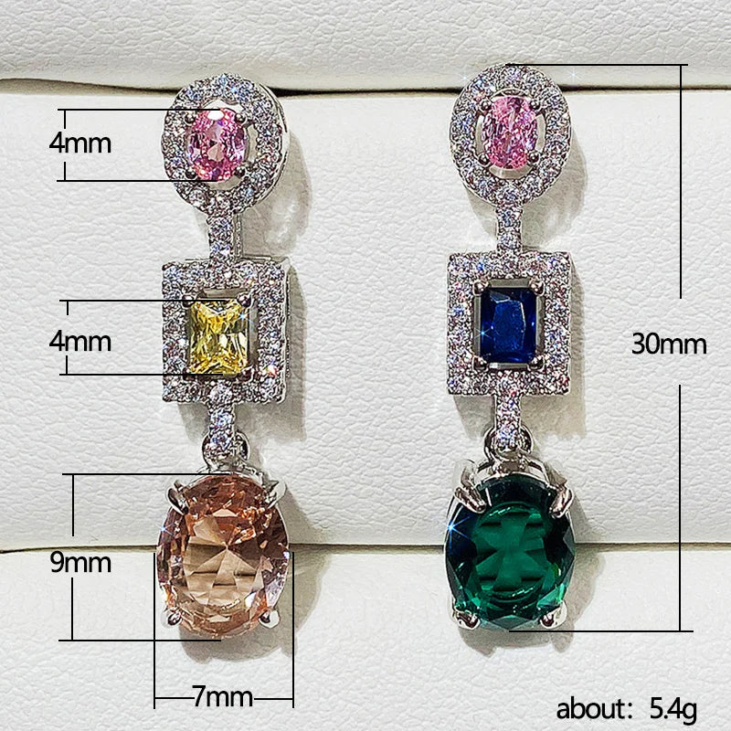 Luxury Colorful Earrings Bright Pink/Yellow/Blue/Green/White