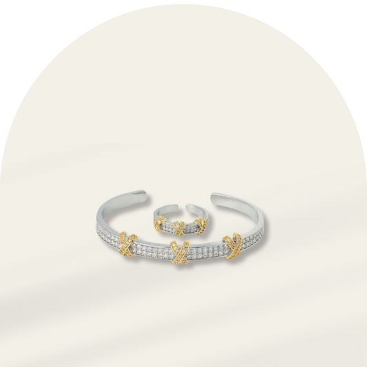 Stylish Opening Bracelet & Ring Set