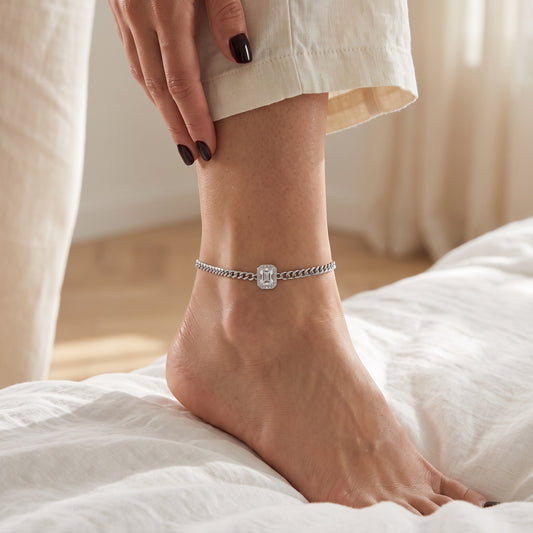 Radiant Square Crystal Anklets