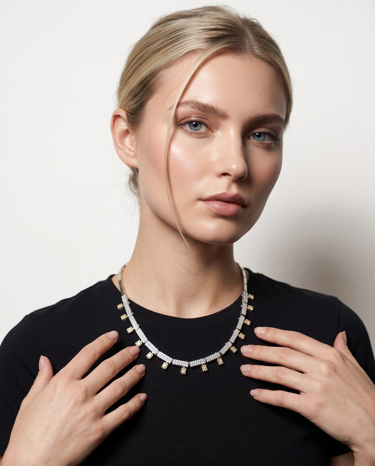 Two-Tone Crystal Encrusted Necklace
