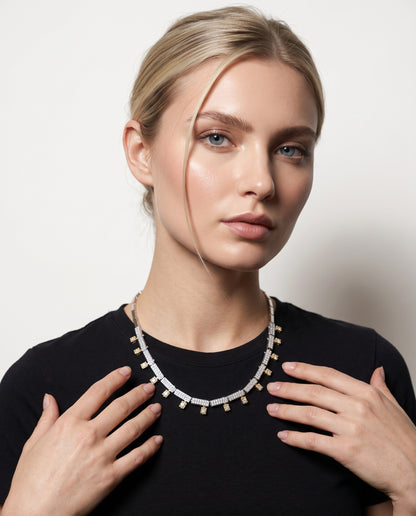 Two-Tone Crystal Encrusted Necklace