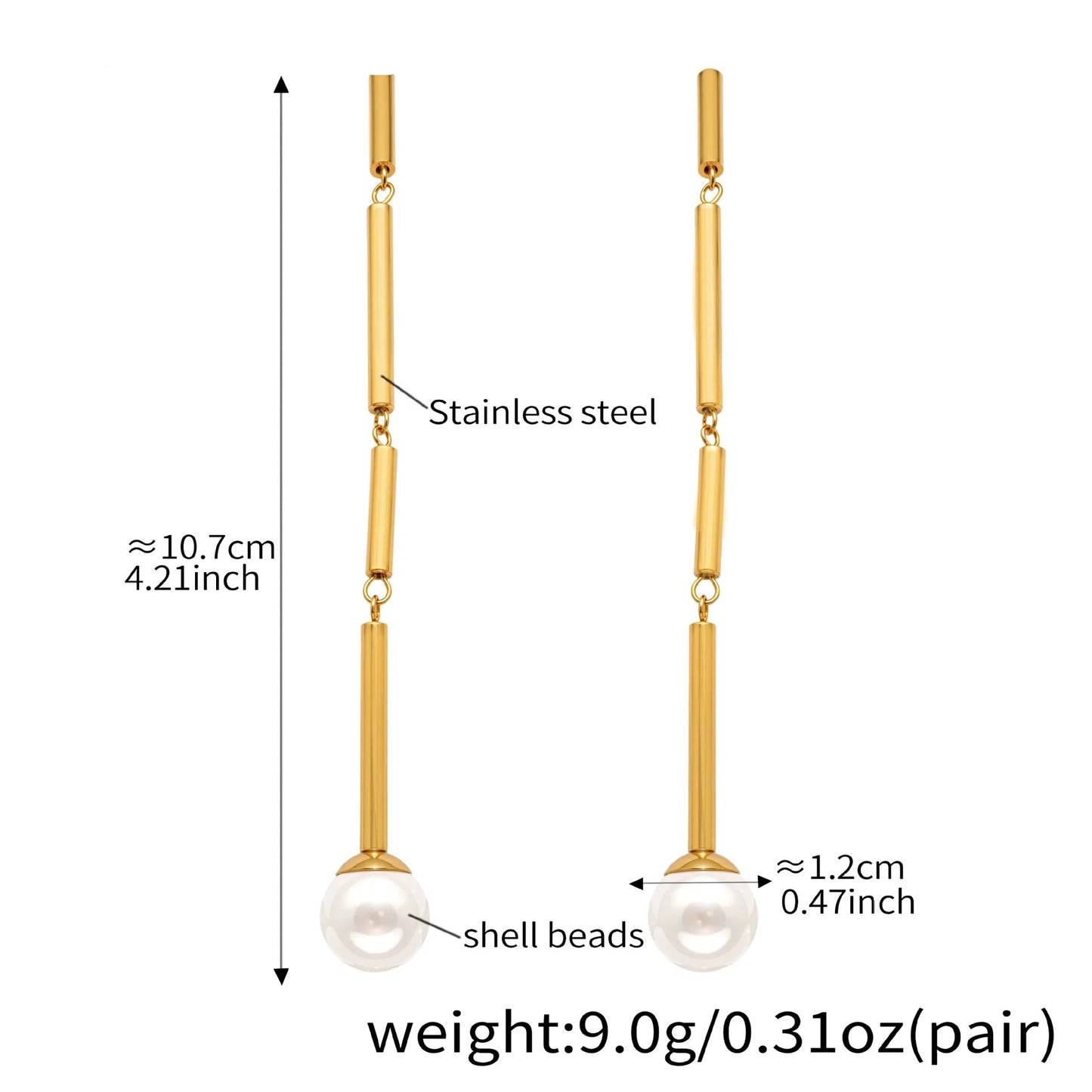 Orbiter Rod & Pearl Drops Earrings