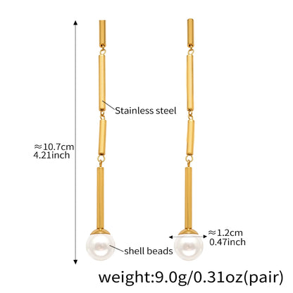 Orbiter Rod & Pearl Drops Earrings