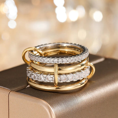 Symphony Stacks Two-Tone Ring - Four Layers