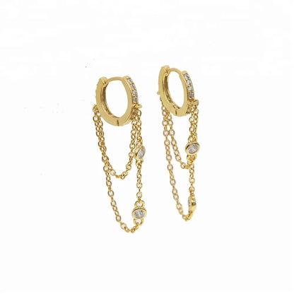 Waterfall Pave Dangle Hoop Earrings