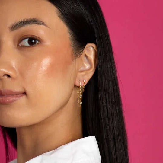 Waterfall Pave Dangle Hoop Earrings