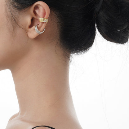 Super Flash Non Tarnish  Cubic Zircon Hoop Ear Cuff (One Piece)