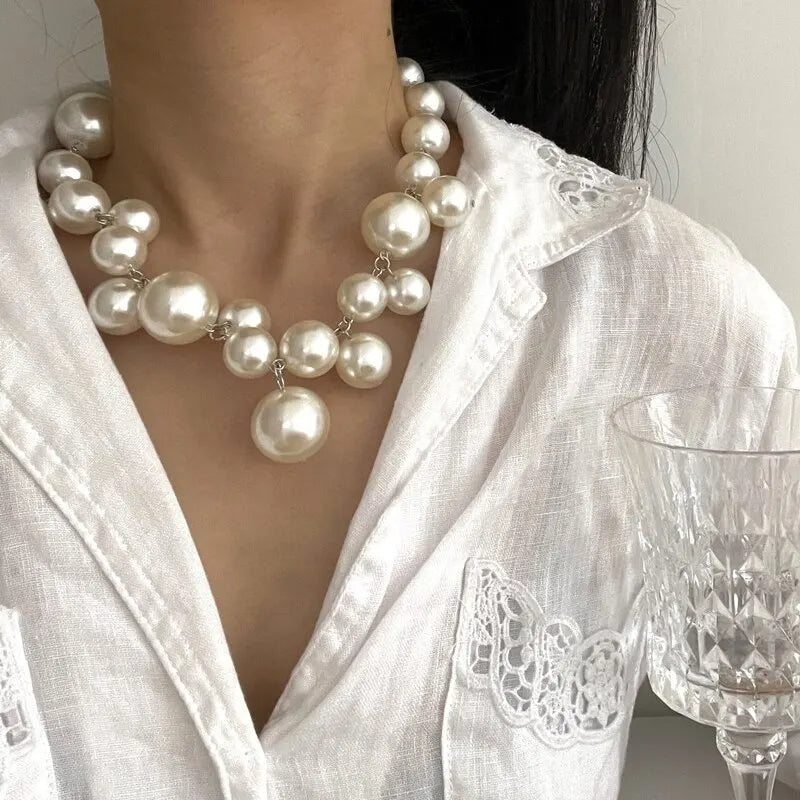 Five Different style of White Imitation Pearl Bead Necklace