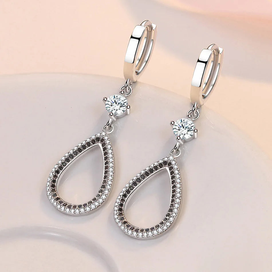 Water Drop Black Zircon Earrings