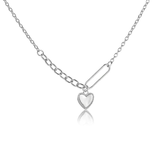 Heart Necklace Simple Silver-color