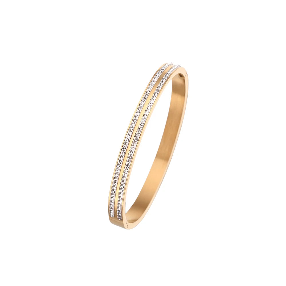 Shiny Zircon Double Row Diamond Bangle