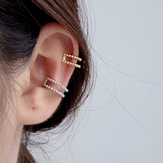 Twist Double layer round bead Ear Cuff (One Piece)