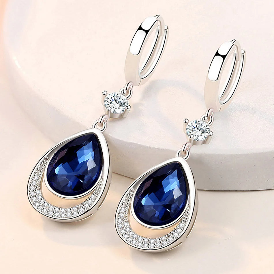 Water Drop Sapphire Earrings