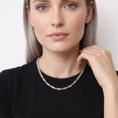 Shimmering Stich gold Necklace with Sparkle crystal