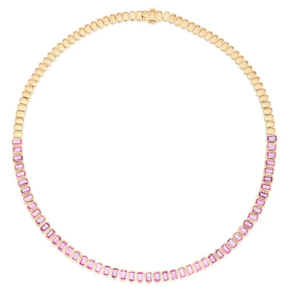 Tennis - Rectangle Choker Various Shaped Bezel CZ Tennis Necklace