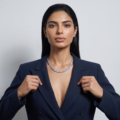 Tennis - Rectangle Choker Various Shaped Bezel CZ Tennis Necklace