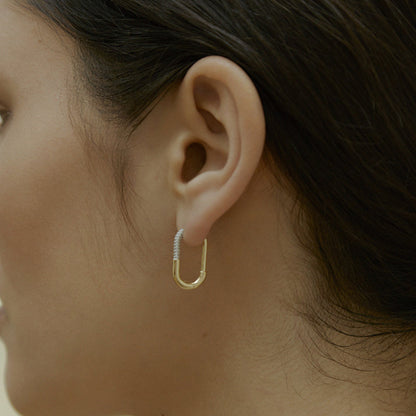 Linear Luxe Oval Zircon Hoop Earrings - Different Sizes