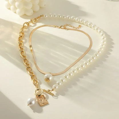 Tow PCS Pearl with Gold Necklace