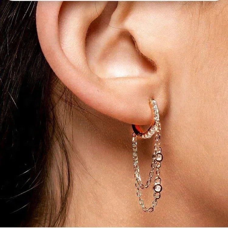 Waterfall Pave Dangle Hoop Earrings